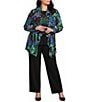 Investments Plus Size Soft Separates Tropic Garden Print Long Sleeve Open Front Jacket - Image 3