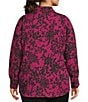 Investments Plus Size Stamped Floral Dolman Long Sleeve Button Front Point Collar Blouse, Color:Stamped Floral - Image 2