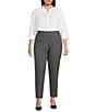 Investments Plus Size Stripe PARK AVE fit Stretch Straight Leg Pull-On Pants, Color:Crosshatch Stripe - Image 5