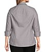 Color:Silver - Image 2 - Plus Size Taylor Gold Label Non-Iron Point Collar 3/4 Sleeve Button Front Shirt