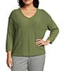 Investments Plus Size Textured 3/4 Sleeve V-Neck Sweater - Image 5