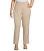 Color:Heathered Humus - Image 1 - Plus Size the 5TH AVE fit Heathered Humus Tummy Control Straight Leg Pants