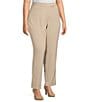 Color:Heathered Humus - Image 3 - Plus Size the 5TH AVE fit Heathered Humus Tummy Control Straight Leg Pants