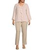 Color:Heathered Humus - Image 5 - Plus Size the 5TH AVE fit Heathered Humus Tummy Control Straight Leg Pants