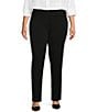 Color:Black - Image 1 - Plus Size the PARK AVE fit Pull-On Straight Leg Pants