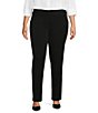 Color:Black - Image 1 - Plus Size the PARK AVE fit Pull-On Straight Leg Pants