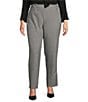 Color:Black/White - Image 1 - Plus Size the PARK AVE fit Stretch Tummy Control Front Pocketed Straight Leg Pants