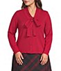 Investments Plus Size V-Neck Long Sleeve Bow Sweater - Image 1