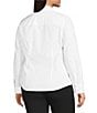 Investments Plus Size White Woven Long Sleeve Point Collar Button Front Top, Color:White - Image 4