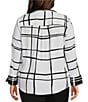 Investments Plus Size Woven Blocked Plaid 3/4 Sleeve Point Collar Button Front Split Cuff Top, Color:Blocked Plaid - Image 2