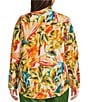 Investments Plus Size Woven Palm Beach Multi Long Sleeve Point Collar Button Front Top, Color:Palm Beach Multi - Image 2