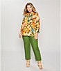 Investments Plus Size Woven Palm Beach Multi Long Sleeve Point Collar Button Front Top, Color:Palm Beach Multi - Image 5