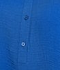 Investments Plus Size Woven Short Sleeve Point Collar Partial Button Front Top, Color:Blue Lolite - Image 4