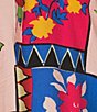 Investments Plus Size Woven Stamp Patch Short Sleeve Point Collar Partial Button Front Top, Color:Stamp Patch - Image 4