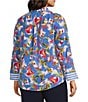 Investments Plus Size Woven Whimsy Floral Stripe 3/4 Sleeve Point Collar Button Front Split Cuff Top, Color:Whimsy Floral Stripe - Image 4