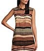 Color:Horizon Stripe - Image 1 - Point Collar Sleeveless Coordinating Button Front Top