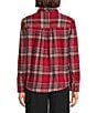 Investments Red Plaid Long Sleeve Point Collar Button Front Top, Color:Red Plaid - Image 2