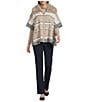 Investments Removeable Faux Fur Collar Two-Way Zip Front Stripe Sweater Poncho, Color:Coca Mocha Stripe - Image 9