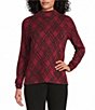 Investments Rumba Red Plaid Mock Neck Pullover Long Sleeves Top - Image 1