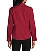 Investments Rumba Red Woven Long Sleeve Point Collar Button Front Top, Color:Rumba Red - Image 2