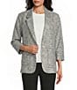 Investments Scratch Pattern 3/4 Ruched Sleeve Notch Lapel Lined Button Front Blazer - Image 1