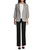 Investments Scratch Pattern 3/4 Ruched Sleeve Notch Lapel Lined Button Front Blazer - Image 3