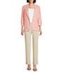 Investments Scratch Pattern 3/4 Ruched Sleeve Notch Lapel Lined Button Front Blazer - Image 3