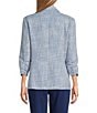 Investments Scratch Pattern 3/4 Ruched Sleeve Notch Lapel Lined Button Front Blazer - Image 6