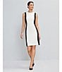 Investments Scuba Crepe Color Block Sleeveless Sheath Dress, Color:Black/White - Image 4