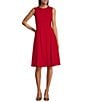Investments Scuba Crepe Sleeveless Fit and Flare Dress, Color:Red - Image 1