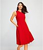 Investments Scuba Crepe Sleeveless Fit and Flare Dress, Color:Red - Image 5