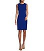 Investments Scuba Crepe Sleeveless Sheath Dress, Color:Regatta Blue - Image 1
