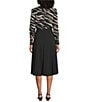 Investments Scuba Crepe Zebra Print Long Sleeve Faux Wrap Fit and Flare Midi Dress, Color:Zebra - Image 2