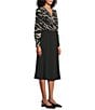 Investments Scuba Crepe Zebra Print Long Sleeve Faux Wrap Fit and Flare Midi Dress, Color:Zebra - Image 3