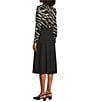 Investments Scuba Crepe Zebra Print Long Sleeve Faux Wrap Fit and Flare Midi Dress, Color:Zebra - Image 4