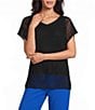 Investments Short Sleeve Crew Neck Open Stitch Top - Image 1
