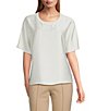 Investments Short Sleeve Crew Neck Satin Tee - Image 1