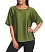 Investments Short Sleeve Crew Neck Satin Tee - Image 1