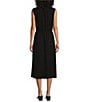 Color:Black - Image 2 - Smocked Y-Neck Sleeveless Drop Waist Midi Dress