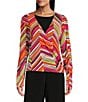 Investments Soft Separates Multi Broken Chevron Long Sleeve Coordinating Topper, Color:Multi Broken Chevron - Image 5