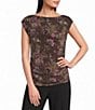Investments Soft Separates Multi Canvas Flourish Boat Neck Ruched Cap Sleeve Top - Image 1