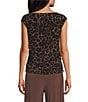 Investments Soft Separates Pinecone True Leopard Print Boat Neck Ruched Cap Sleeve Top - Image 2