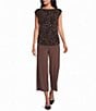 Investments Soft Separates Pinecone True Leopard Print Boat Neck Ruched Cap Sleeve Top - Image 3