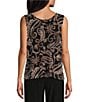 Color:Dotted Paisley - Image 2 - Soft Separates Reversible Crew to Scoop Neck Sleeveless Dotted Paisley Coordinating Tank Top