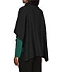 Investments Solid Removeable Faux Fur Collar Two-Way Zip Front Sweater Poncho, Color:Black - Image 11