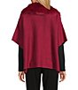 Investments Solid Removeable Faux Fur Collar Two-Way Zip Front Sweater Poncho, Color:Rumba Red - Image 3