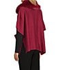 Investments Solid Removeable Faux Fur Collar Two-Way Zip Front Sweater Poncho, Color:Rumba Red - Image 7