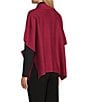 Investments Solid Removeable Faux Fur Collar Two-Way Zip Front Sweater Poncho, Color:Rumba Red - Image 8