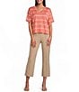 Investments Striped Short Sleeve V-Neck Ribbed Trim Sweater - Image 3