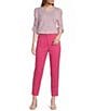 Investments Striped Print 3/4 Ruched Sleeve Crew Neck Top - Image 3